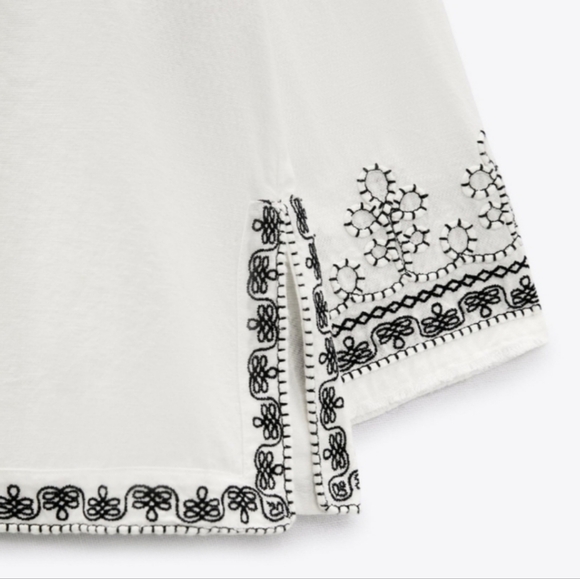 NWT Zara Embroidered Tunic Top, Size S - Picture 6 of 7